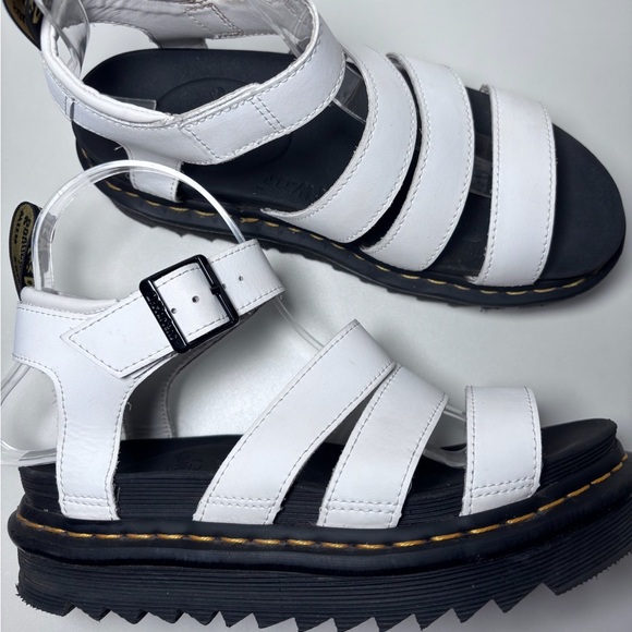 Dr. Martens Blaire White Leather Strappy Platform Sandals Women’s Size 7 - Picture 7 of 8